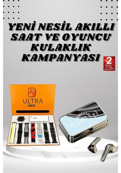 Aynalı Bluetooth Kulaklık Ve 7 Kordonlu Akıllı Saat Dijital Göstergeli Uzun Pil Ömrü Standart