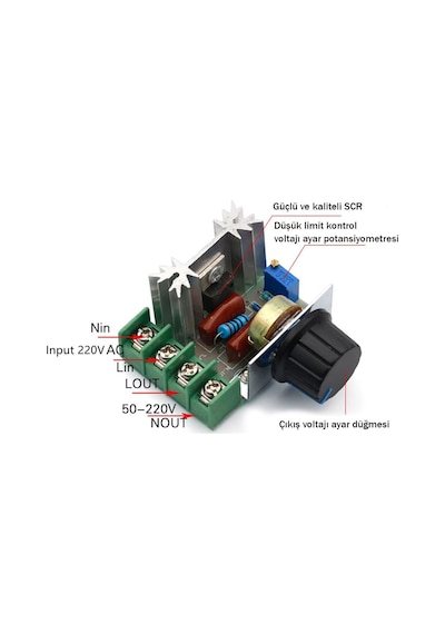 Hız Düğmesi 2000w Thyristor Elektronik Voltaj Regülatörü Dim Hız Sıcaklık Kontrolü