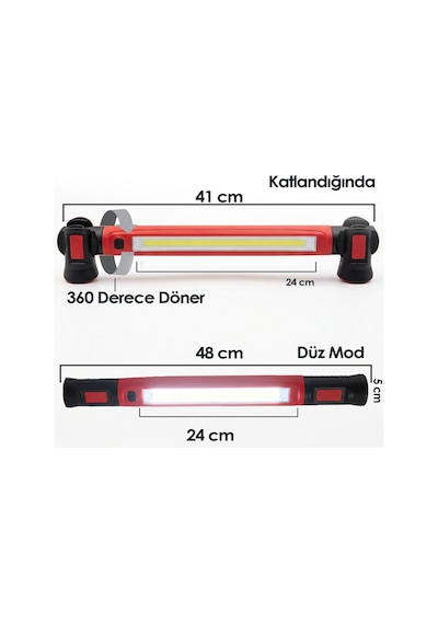 Dht D11010005 Çalışma Lambası 1200 Lümen Mıknatıslı Şarjlı Led Fener Siyah