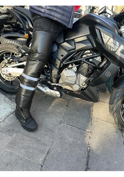Bike Sky Deri Reflektörlü Yağmur & Rüzgar & Soğuğa Karşı Diz & Bacak Koruma + Telefon Tutucu Kol Çantası Siyah