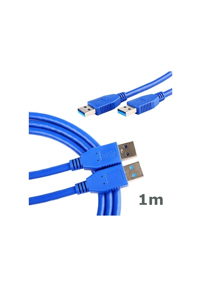 Wozlo USB 3.0 Erkek Erkek Kablo Mavi İki Ucu Erkek Usb 3.0 Data Bağlantı Kablosu 1 M