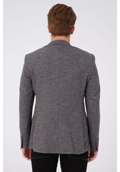 Bonesti Erkek Slim Fit Blazer Ceket Gri Desenli