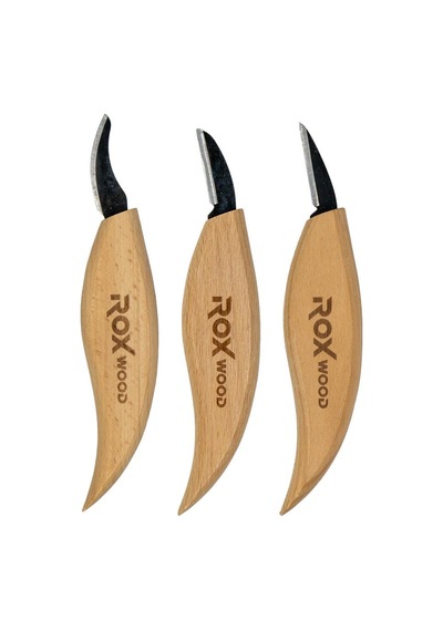Rox Wood 0376 Ahşap Yontma Ve Oyma Bıçağı 3'lü Set