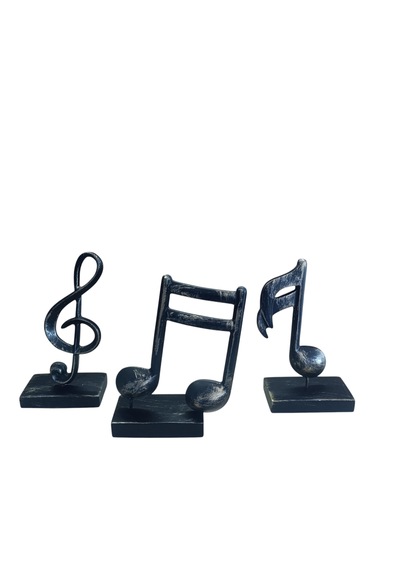 10cm-20cmlik Kırılmaz Polyester Siyah Renk,nota Desenli Biblo