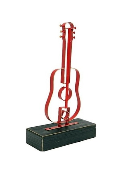 Obje Gitar Ahşap Standlı Biblo Dekoratif Ev Ofis Hediyelik