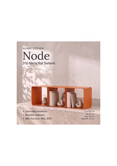 Node 3 Lü Modüler Metal Kitaplık Yatay Tasarım Dekoratif Küp Raf Sistemi Turuncu - 940096365 Turuncu Node 3 Lü Modüler Metal Kitaplık Yatay Tasarım Dekoratif Küp Raf Sistemi Turuncu - 940096365 Turuncu