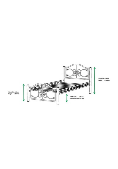 Argimo Pero Çift Kişilik Ferforje Metal Beyaz Karyola 140x190