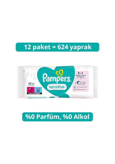 Prima Sensitive Islak Havlu Mendil 52x12 624 Yaprak Tekli