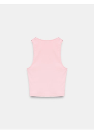 Dilvin 32941 Halter Yaka Crop Top-toz Pembe