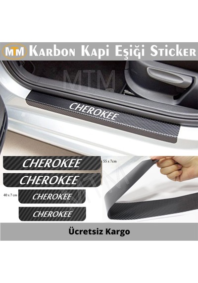 Jeep Cherokee Karbon Kapı Eşiği Sticker (4 Adet)