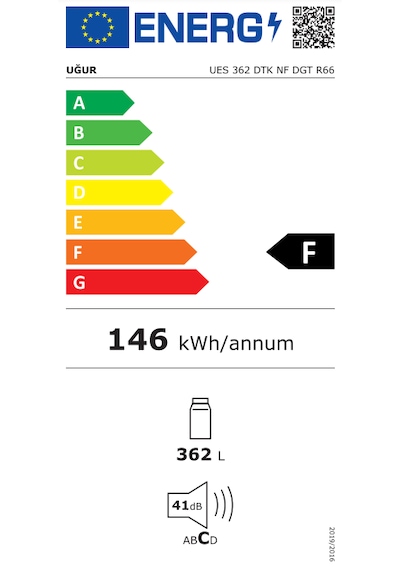 Uğur UES 362 DTK NF DGT R66 Tek Kapılı No Frost Buzdolabı