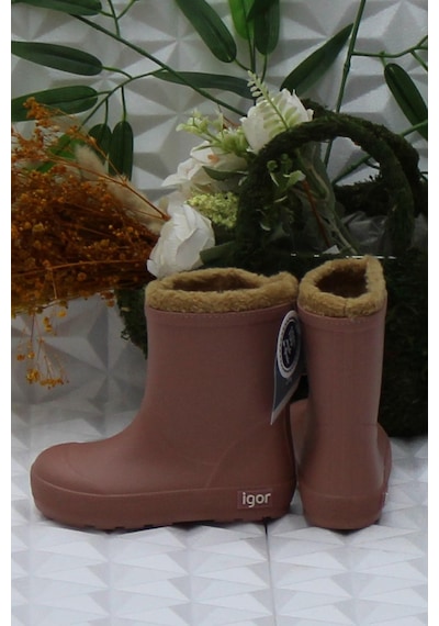 Igor W10306 010 Yogı Borreguıto Rosa Dusty Pembe İçi Kürklü Çocuk Yağmur Çizmesi