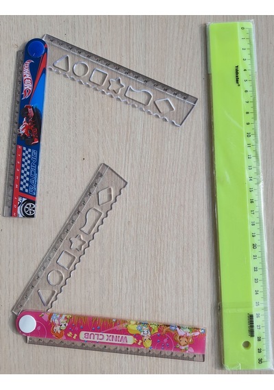 Cetvel Set 3 Lü Cetveli Renkli, Winx Club Katlanır Geometrik Şekil