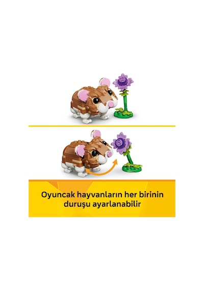 LEGO® Creator 3’ü 1 Arada Sevimli Hamster ile Çiçek 31376 – 7 Yaş ve Üzeri Çocuklar için Yaratıcı Oyuncak Yapım Seti (166 Parça)