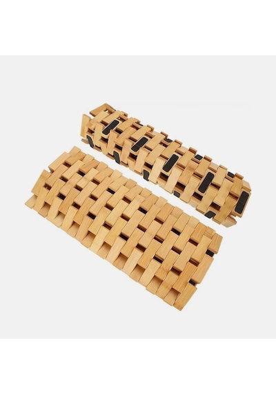 Bambu Kaydırmaz Banyo Matı Bambu Paspas 40x66 Cm Açık Kahve