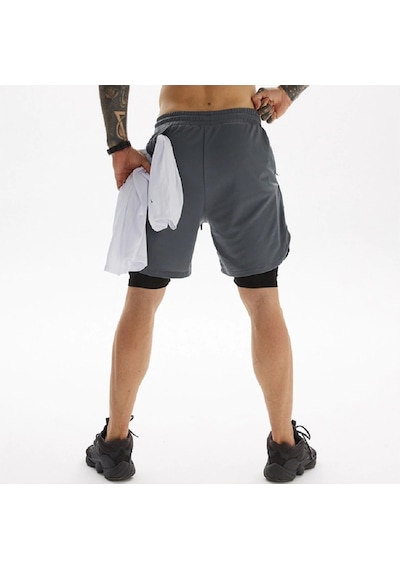 Mooly Unisex Koşu Ve Antrenman Sporcu Şortu 2 In 1 Siyah
