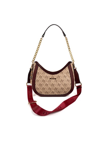 Silver Polo Sp1168 Kadın Omuz Çantası Monogram Koyu Bej-bordo