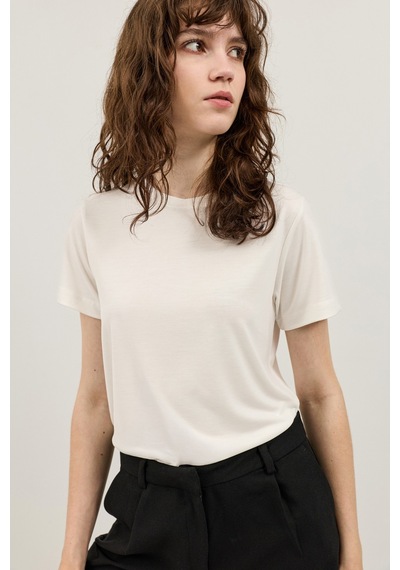 Antioch Modal Karışımlı T-shirt Ekru