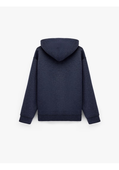 Koton Uzun Kollu Cepli Fermuarlı Kapşonlu Oversize Sweatshirt Lacivert Melanj 6sam70015nk 57x Koton Uzun Kollu Cepli Fermuarlı Kapşonlu Oversize Sweatshirt Lacivert Melanj 6sam70015nk 57x