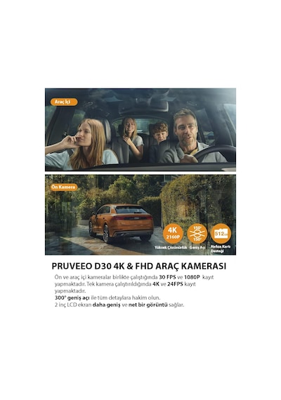 Pruveeo D30 Wı-fı 4k Arac Kamerası
