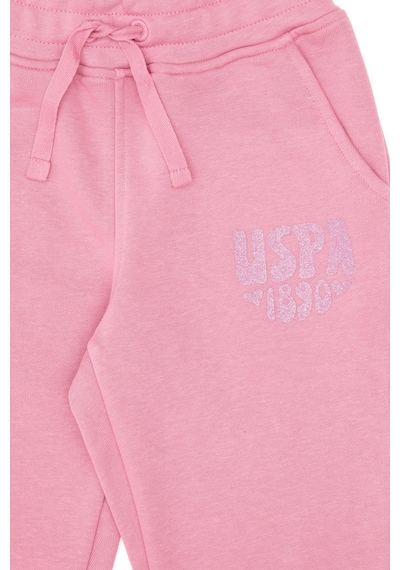 U.S. Polo Assn. Kız Çocuk Pembe Simli Baskı Detaylı Jogger Eşofman Altı 50316849-VR167
