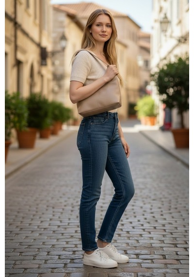 Yumuşak Doku Modern Tasarım Kadın Omuz Çantası - Minimalist Şıklık - Kadın Hobo Çanta - Günlük Ve Şık Tasarım Vizon