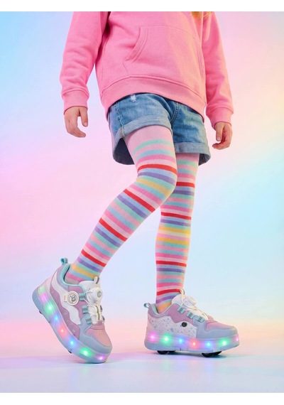 Undergrand Işıklı Patenli 4 Tekerlekli Spor & Paten Dönüşümlü Çocuk Ayakkabısı Bebe Mavi-lila