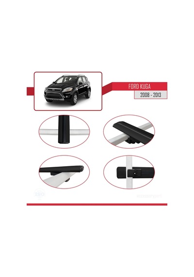 Ford Kuga 2008-2013 Arası İle Uyumlu Basic Model Ara Atkı Tavan Barı Siyah 3 Adet
