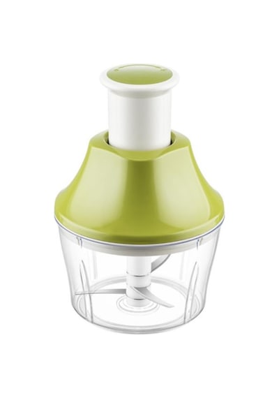 Flosoft Paslanmaz Çelik Bıçak Manuel Doğrayıcı Rondo, 3 Bıçaklı Üstten Basmalı El Robotu 700 Ml Yeşil