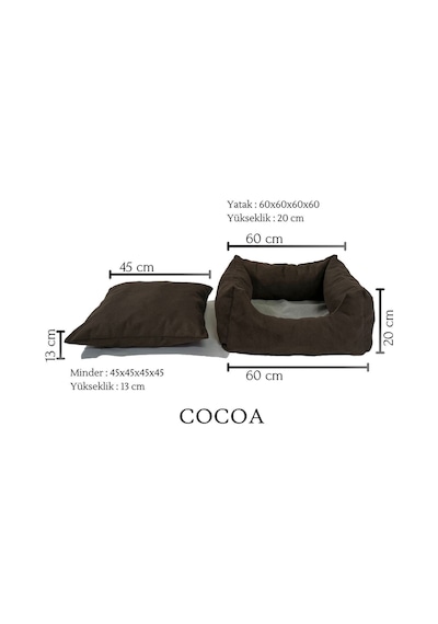 Zishtekstil Cocoa Büyük Pet Kedi & Köpek Yatağı 60 x 60 x 60 CM