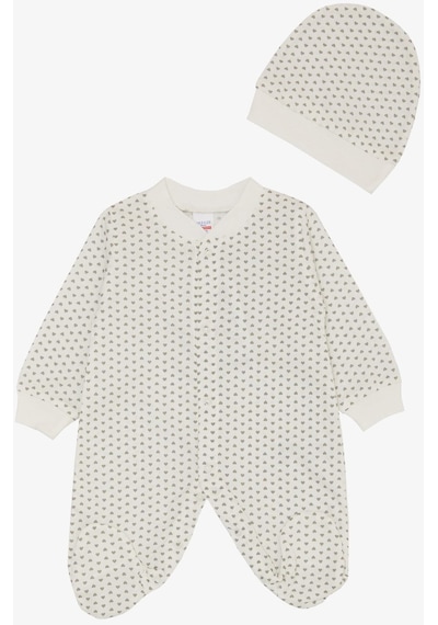 Breeze Kız Bebek Patikli Tulum Minik Kalp Desenli 0-6 Ay, Beyaz-beyaz Beyaz