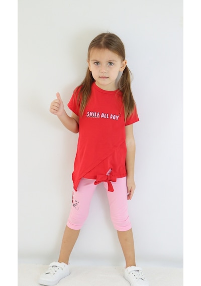 Harika Kids Kız Çocuk Kaprili Kısa Kollu Yazlık Basic Takım 2-5 Yaş 001