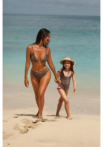 Amarelle Capetown Leopar Desenli Dolgusuz Çıkarılabilir Kap Üçgen Bikini Üst Leopar
