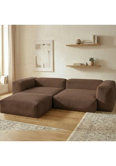 Relax Köşe Koltuk Takımı Sünger Koltuk Kanepe Divan Kahverengi