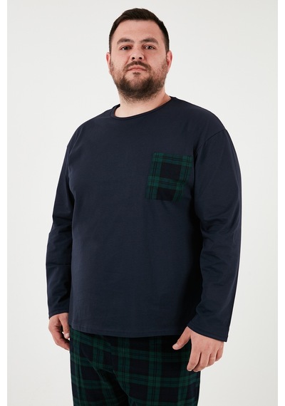 Buratti Pamuklu Regular Fit Büyük Beden Erkek Pijama Takımı 6572001B Lacivert