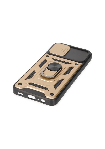 Samsung Galaxy Uyumlu , A03 Kılıf Pars Lens Yüzüklü Silikon - Gold