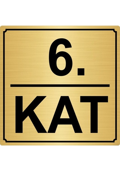 6.Kat 20Cmx20Cm Metal Yönlendirme Levhası Altın Renk Metal