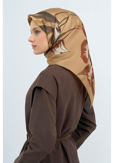 Armine İpek Eşarp 2026 Yaz - 9506-82 Camel Kahve Twill