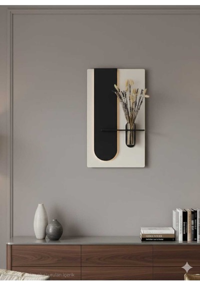 Okaliptus Ahşap Pilli Ledli İskandinav Tarzı Salon Duvar Rafı Modern Çiçeklik 40 X 70 Cm Paris Grisi - Antrasit