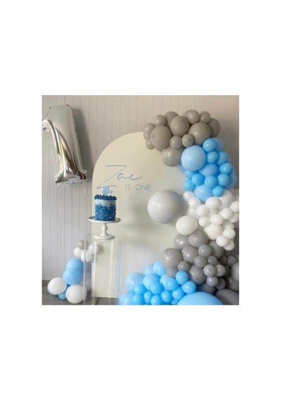 Pastel Beyaz Gri Ve Makaron Mavi Balon Zinciri 100 Adet A