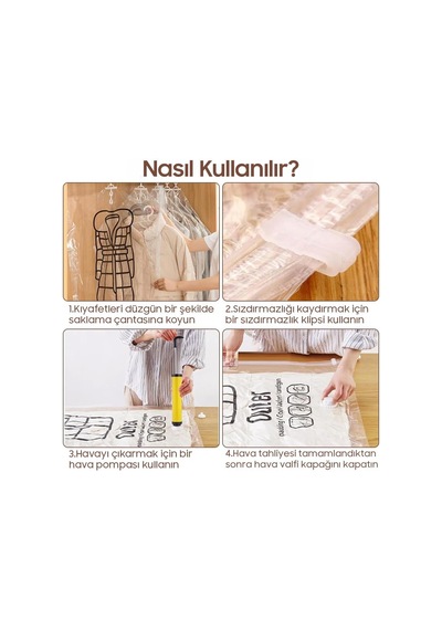 Sunup Sn-26569 Askılı Tipi Şeffaf Vakumlu Elbise Saklama Torbası 67x119cm