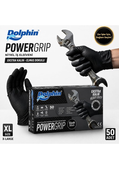 Dolphin Nitril Powergrip Ekstra Kalın Elmas Dokulu İş Eldiveni Xl 50'li Paket Diğer