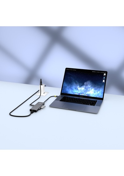 S-link Sw-u709 9 İn 1 Gri Metal 4k 60hz Hdmı 100w Pd, Rj45 Gigabit, 3xusb 3.2, Sd/tf Type-c Hub Adaptör