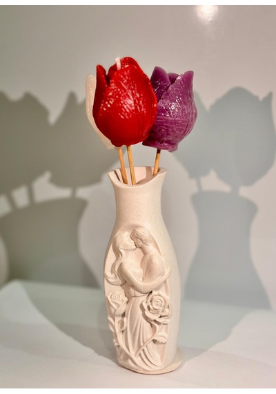 Tulip Bouquet-romantik-el Yapımı Mum Kırmızı-mor Beyaz