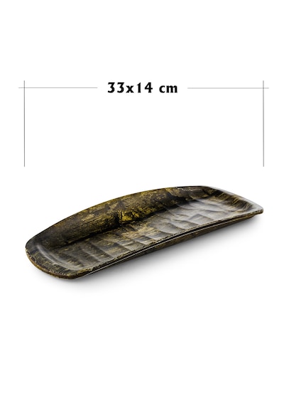 Rölyefli Hibrit Ahşap Köş. Kayık 33x14 Cm 2 Adet Altın
