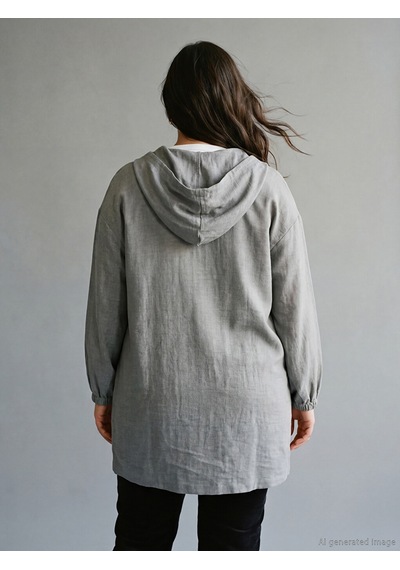 Lc Waikiki Lc Waıkıkı Gri Kapüşonlu Oversize Kadın Tunik