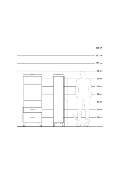 Arges Dolap 3 Raflı 2 Çekmeceli 60x30x163 Çam-çam Atlas Çam
