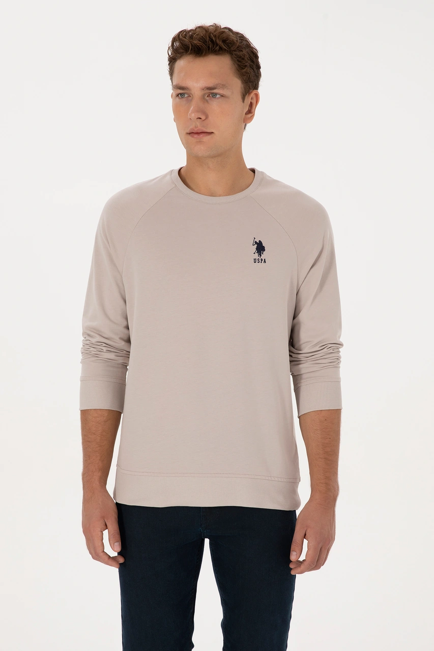U.S. Polo Assn. Erkek Regular Fit Bisiklet Yaka Taş Basic Sweatshirt 50308103-VR049