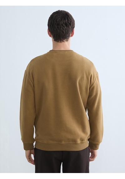 Lcw Vision Kahverengi Bisiklet Yaka Erkek Sweatshirt