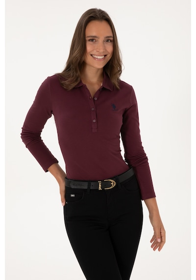 U.S. Polo Assn. Kadın Bordo Basic Polo Yaka Sweatshırt 50307755-VR177 U.S. Polo Assn. Kadın Bordo Basic Polo Yaka Sweatshırt 50307755-VR177